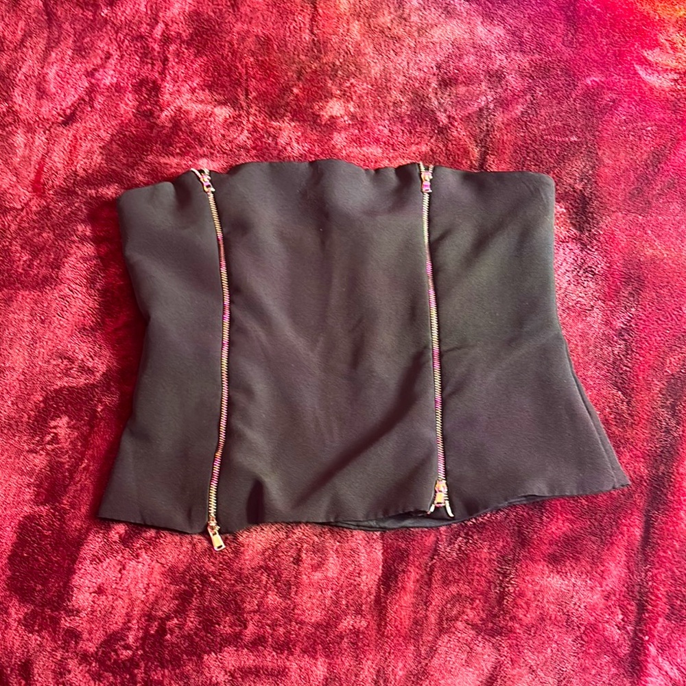 Forever 21 Black Corset with Gold Accents